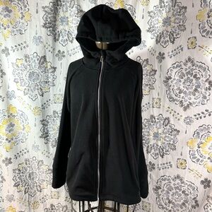 Calvin Klein Woman's zip Fleece Coat Hoodie in black, Sz 1X